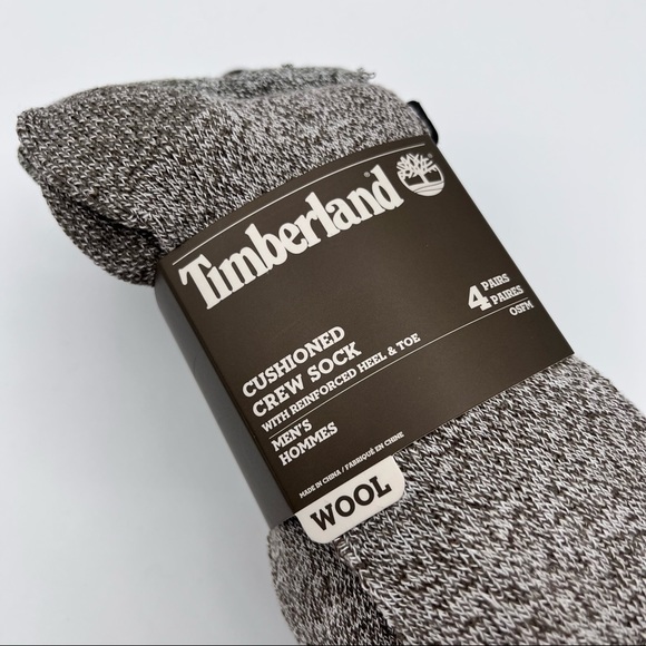 Timberland Wool Cushioned Crew Boot 4 Pairs Socks Men’s One Size NEW - Picture 2 of 6